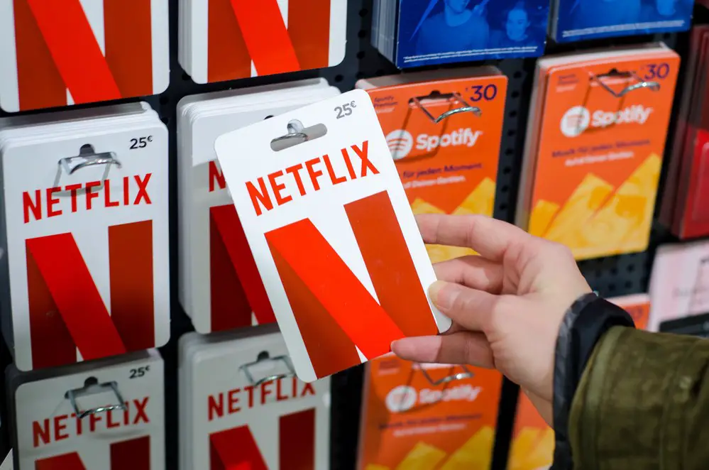soest, germany january 8, 2019: netflix gift cards for sale in the shop.
