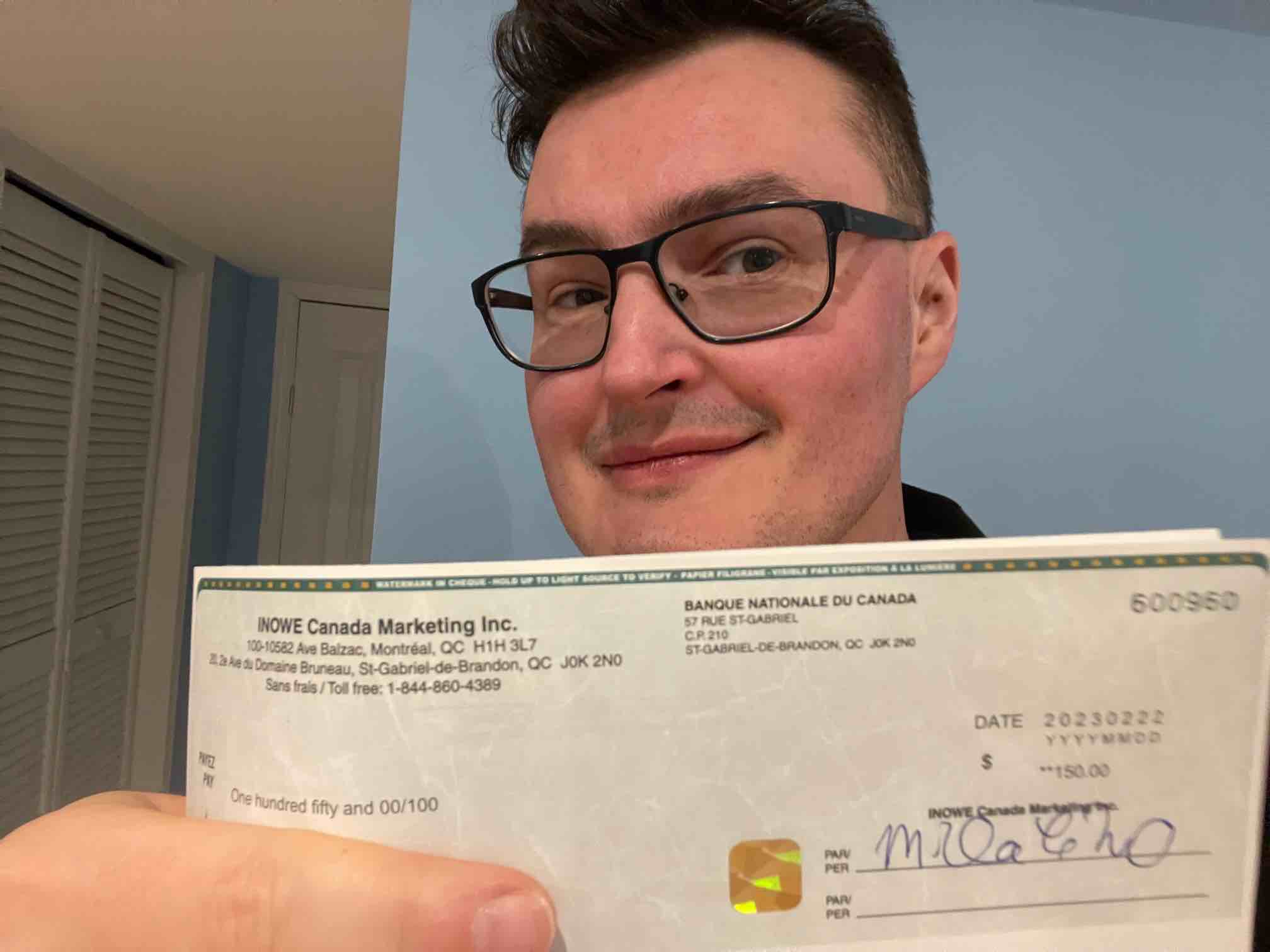 stan with a cheque